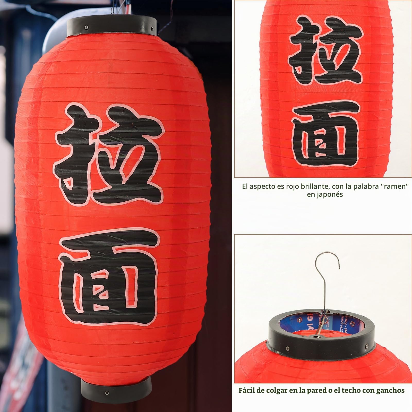 GANAZONO 3 de Farolillos de Ramen Japoneses Farolillos Colgantes de Tela de Japonés Adornos de Festival para Sushi Fiesta Decoraciones de Interior Farolillos Japones Farolillos Japones