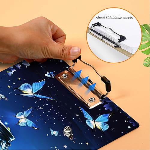 Vista 33 de Portapapeles con estampado de leopardo negro con soporte para bolígrafo, tamaño carta A4, lindo portapapeles de plástico con clip de perfil bajo