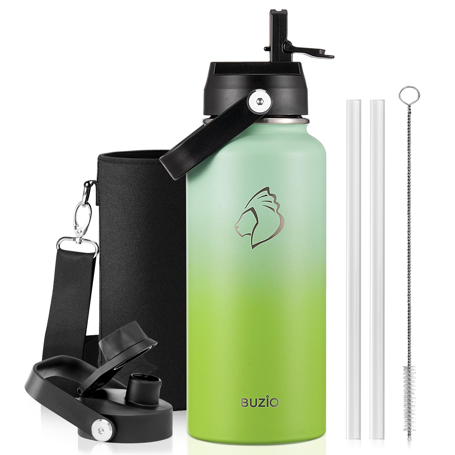 BUZIO Insulated Water Bottle 1L Stainless Steel with Straw & Spout Lid — image 1