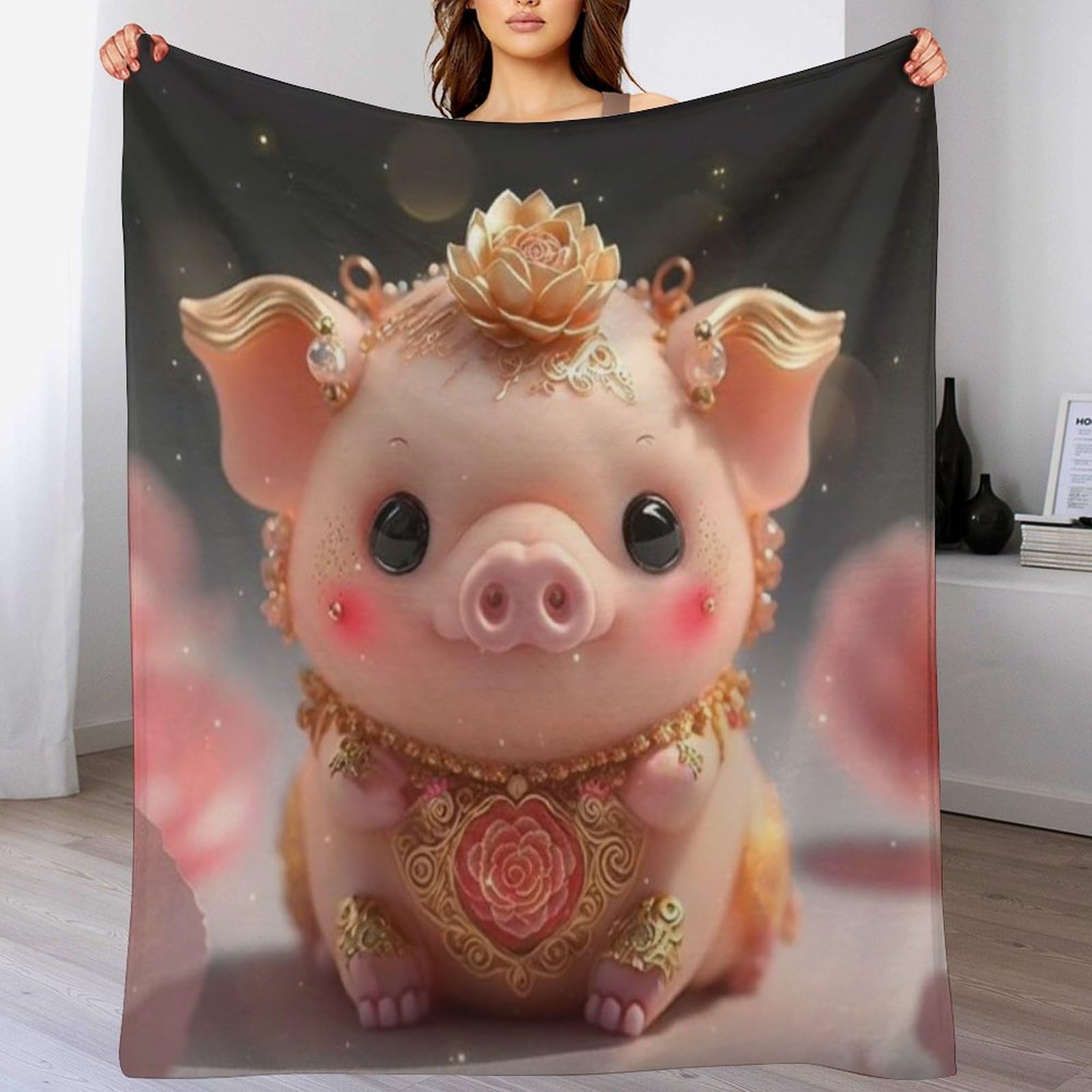Couverture pour enfants et adultes Cochon Mignon en flannel douce 130x180cm