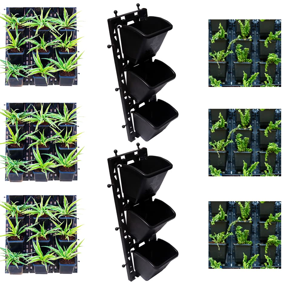 Smart garden Multilayer Vertical Gardening Wall Garden Hanging Planter Pot with Frames (2 Black Panel & 6 Pcs Black Pot) (B09RQQVB5L) Amazon Price History, Amazon Price Tracker