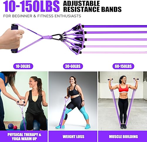 Miniatura 5 de Resistance Bands, Exercise Bands with Handles for Working Out, Fitness Bands for Women, Workout Equipment Home Gym, Training Bands with Door Anchor,