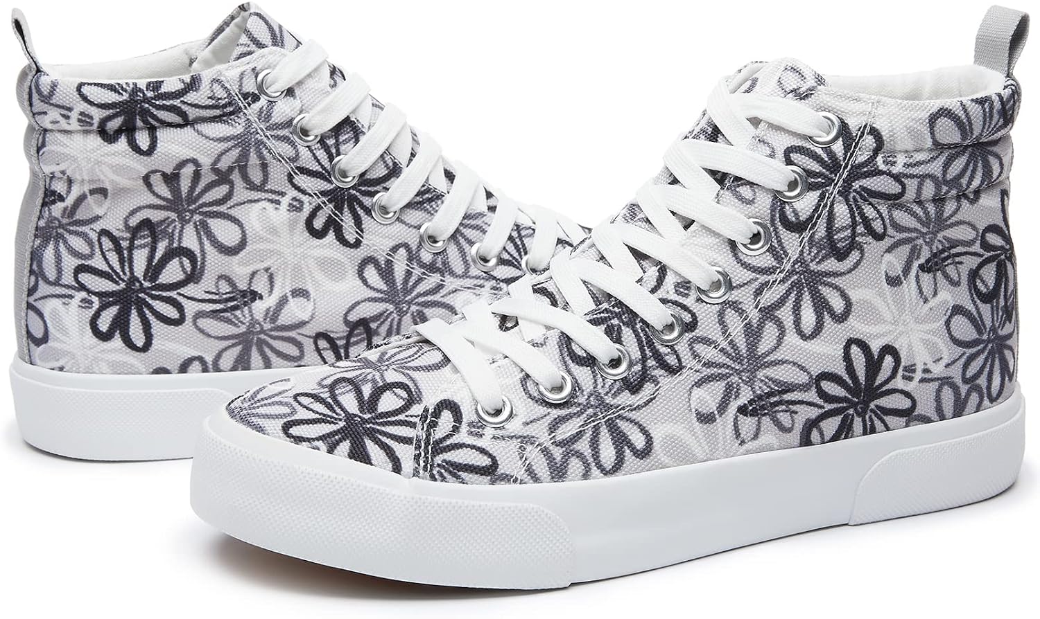 yageyan Womens High Top Canvas Sneakers Fashion Classic Shoes Comfortable White and Leopard Walking Shoes