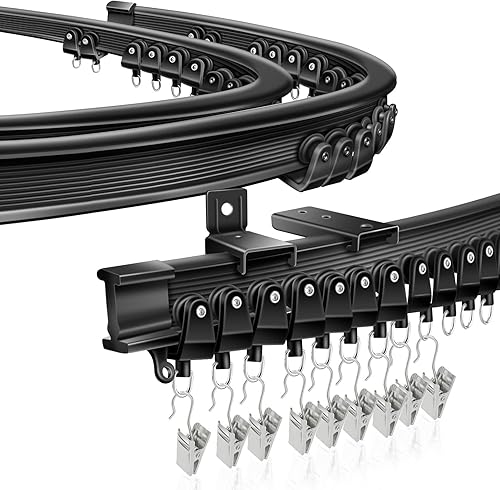 Miniatura 8 de Flexible Ceiling Curtain Track, Bendable Curtain Track Wall Mount Curved Curtain Ceiling Track Rail System 12FT Sliding Soft Ceiling Track for