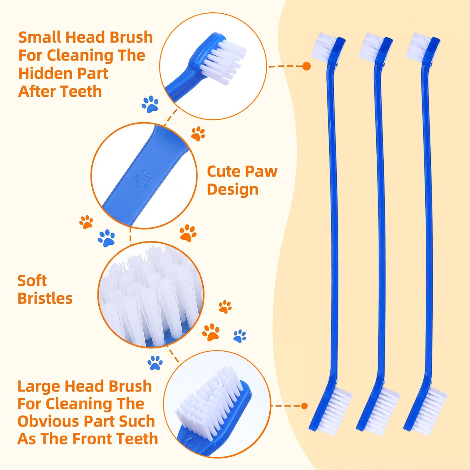 Lot de 200 brosses à dents pour chien à double tête