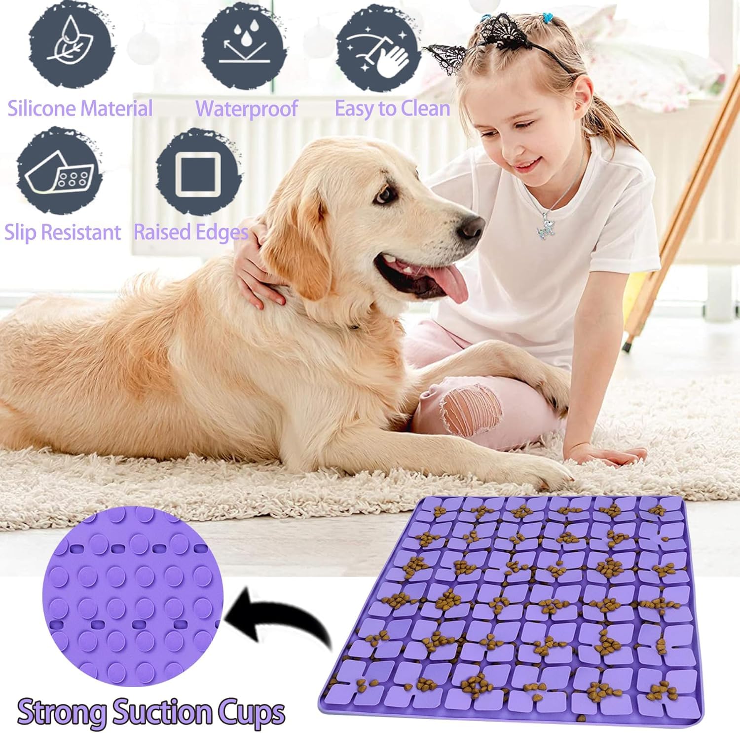Silikon-Schnüffelmatte für große Hunde, langsames Fressen, fördert die natürliche Futtersuche, lindert Stress, interaktives Futterspiel, Spielzeug für alle Hunderassen