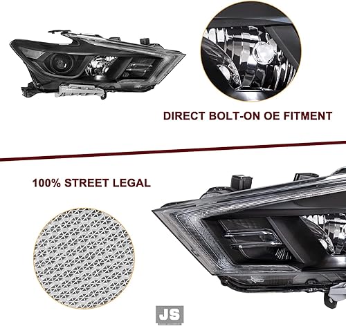 Miniatura 10 de JSBOYAT Conjunto de faros delanteros compatible con Nissan Maxima SSLSV 2016-2018 con proyector LED DRL, lado del conductor y del pasajero (carcasa