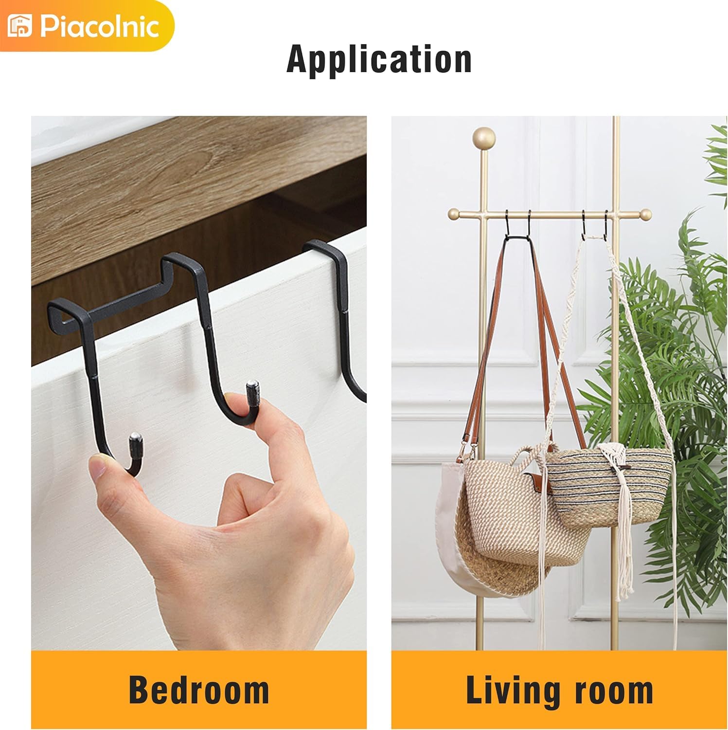 Boniry 4 Pcs Stainless Steel Over-The-Door Hooks - Heavy Duty S-Shaped Hangers for Clothes and Cabinet Organization - No Drilling Needed 4