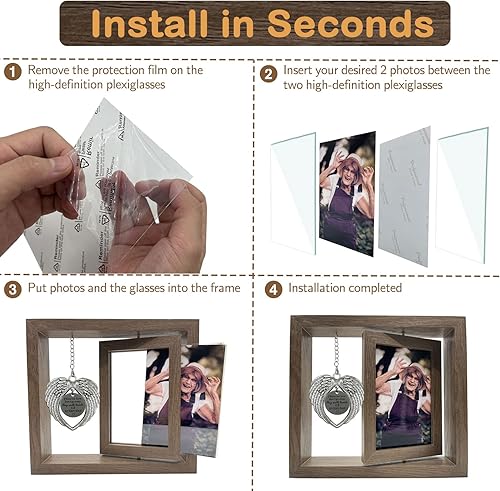 Vista 4 de Besoamo Marco de fotos conmemorativo de 4 x 6 pulgadas, regalos de condolencias por pérdida de un ser querido, regalo conmemorativo por pérdida