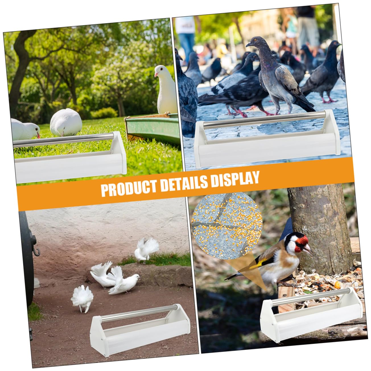 Comedero para Palomas de Acero Inoxidable Blanco, 2 Piezas | Ligero y Anti-salpicaduras, Apto para Aves en Campos y Patios, Diseño Dispensador de Alimento
