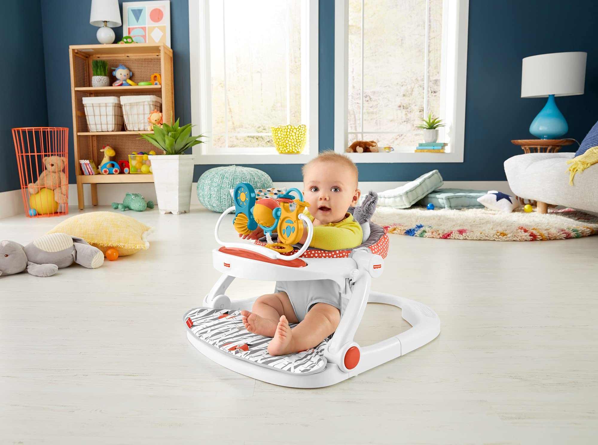 Fisher-Price Premium Sit-Me-Up Floor Seat with Toy Tray Peek-a-Boo Fox Infant Chair