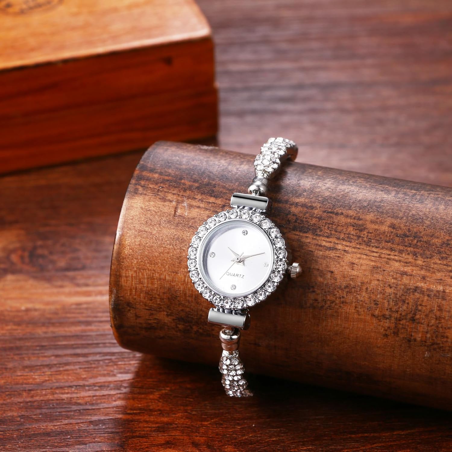 Avaner Women's Rhinestone Bracelet Watches: Slim Strap Small Face Analog Quartz Ladies Elegant Dress Wrist Watches - Image 2