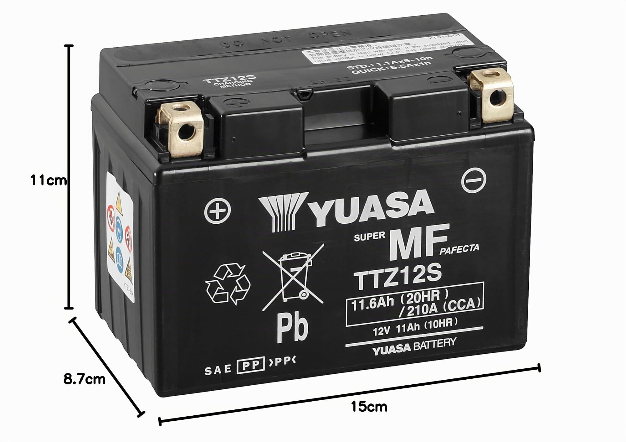Yuasa TTZ12S - Batteria VRLA ad alte prestazioni, 12 V, 210 CCA