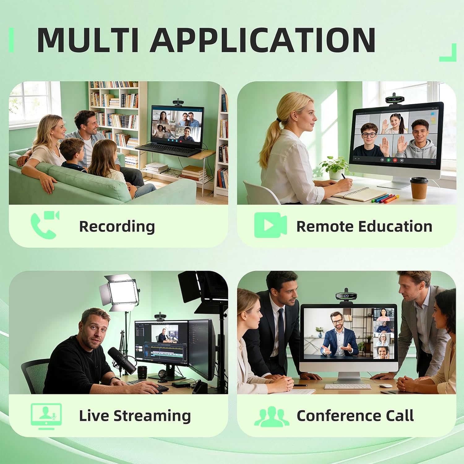 1080P Webcam with Microphone Web cam Streaming Camera USB Webcam for pc Web Camera for Desktop/Laptop Computer/RGB Status Light,Plug & Play, for Video Calls, Meetings and Remote Learning