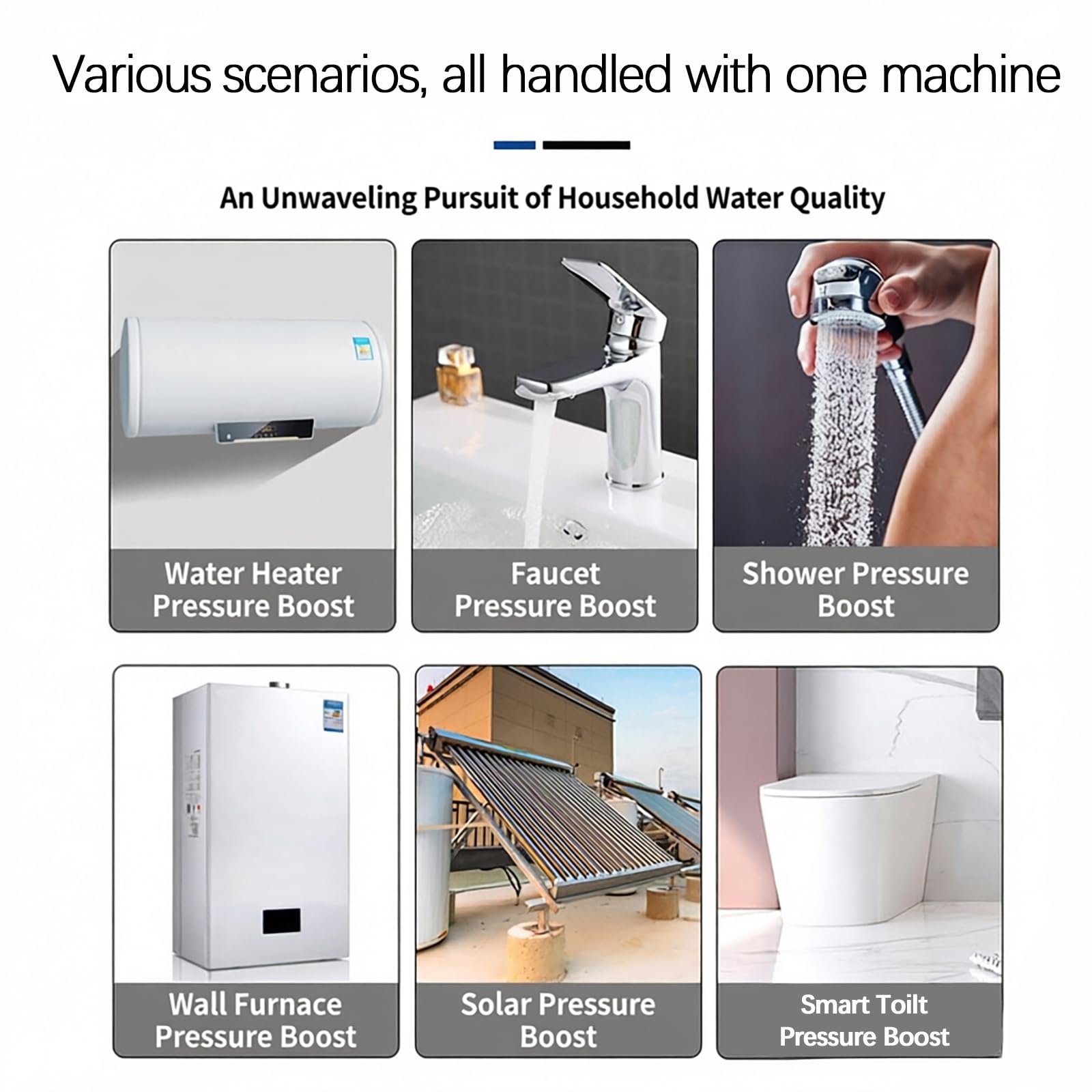 Bomba de aumento de presión de agua, bomba inteligente con arranque/parada automática para ducha, caudal ajustable de 3 velocidades (15-25 L/min), con protección contra funcionamiento en seco