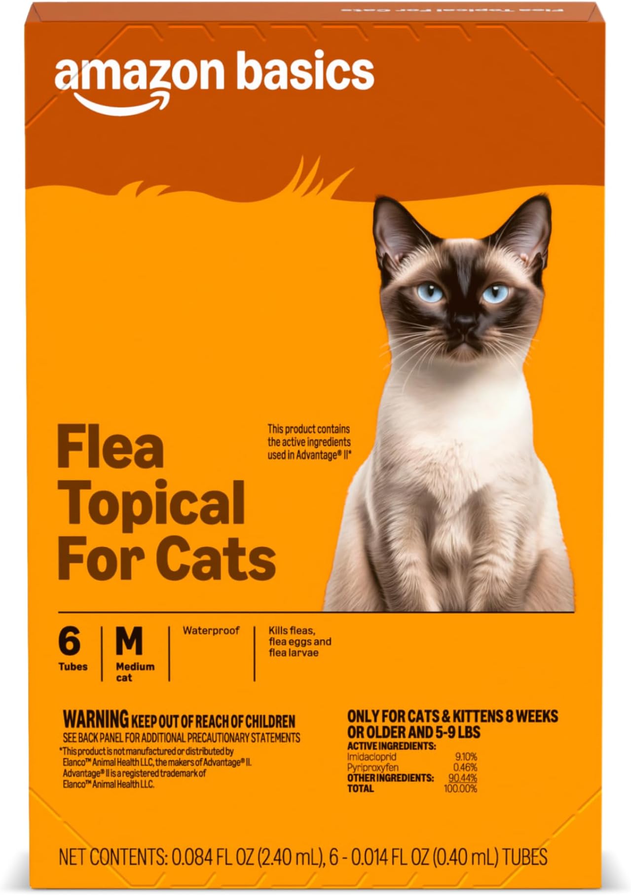 Topical Flea Treatment for Medium Cats (5-9 Pounds), 6 Count, Packaging May Vary