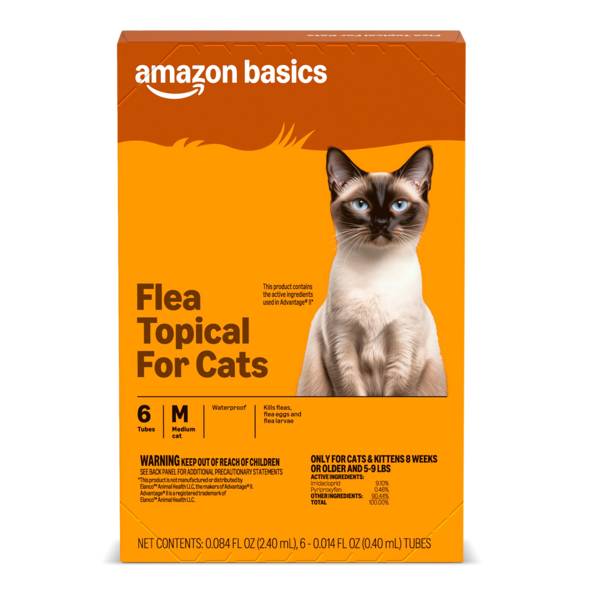 Amazon Basics Topical Flea Treatment for Medium Cats (5-9 Pounds), 6 Count, Packaging May Vary