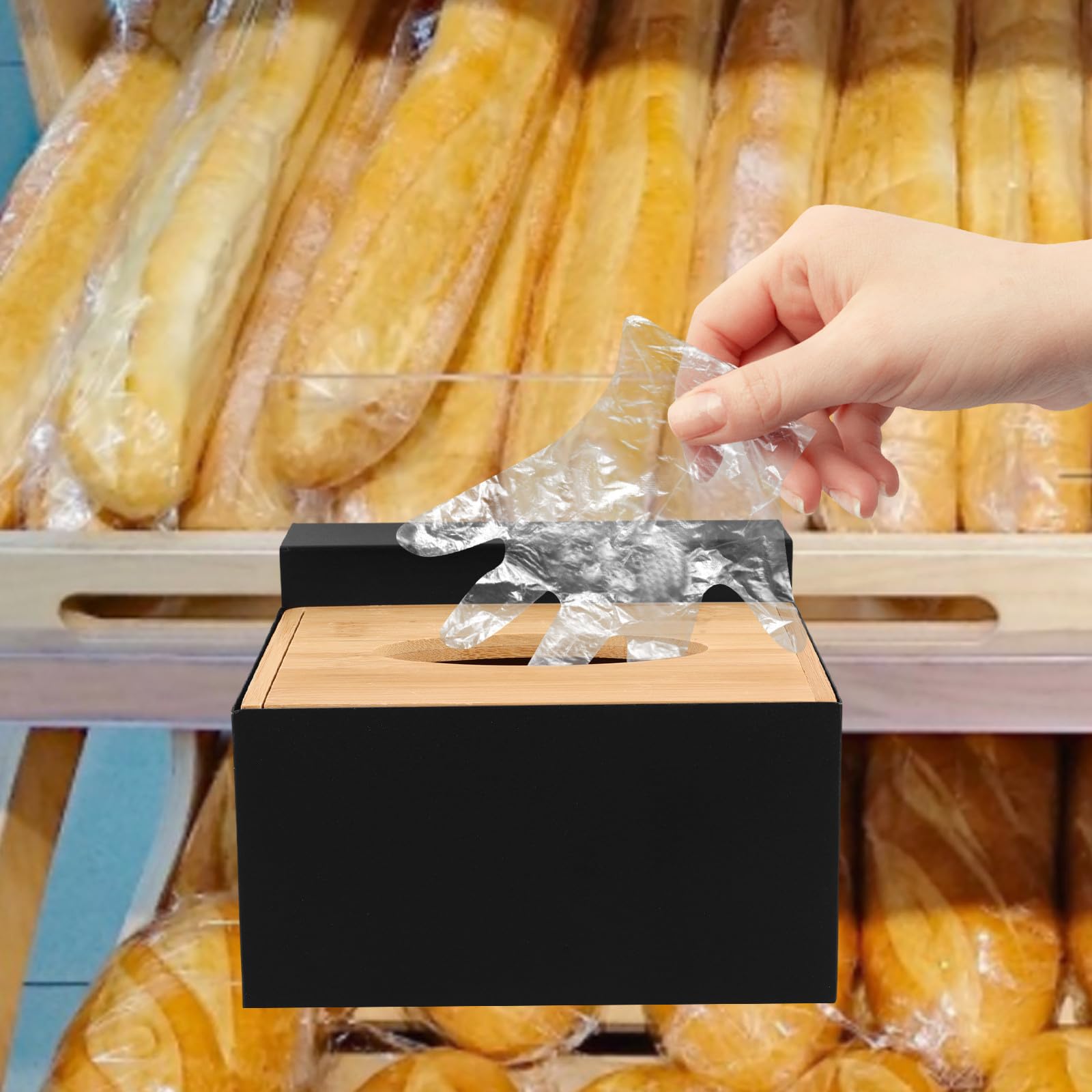 SHINEOFI Aufbewahrungsbox aus Edelstahl und Holz Einfache Elegante Aufbewahrung mit Großer Kapazität Praktische Wandhalterung für Einweghandschuhe für Familien und Badezimmer