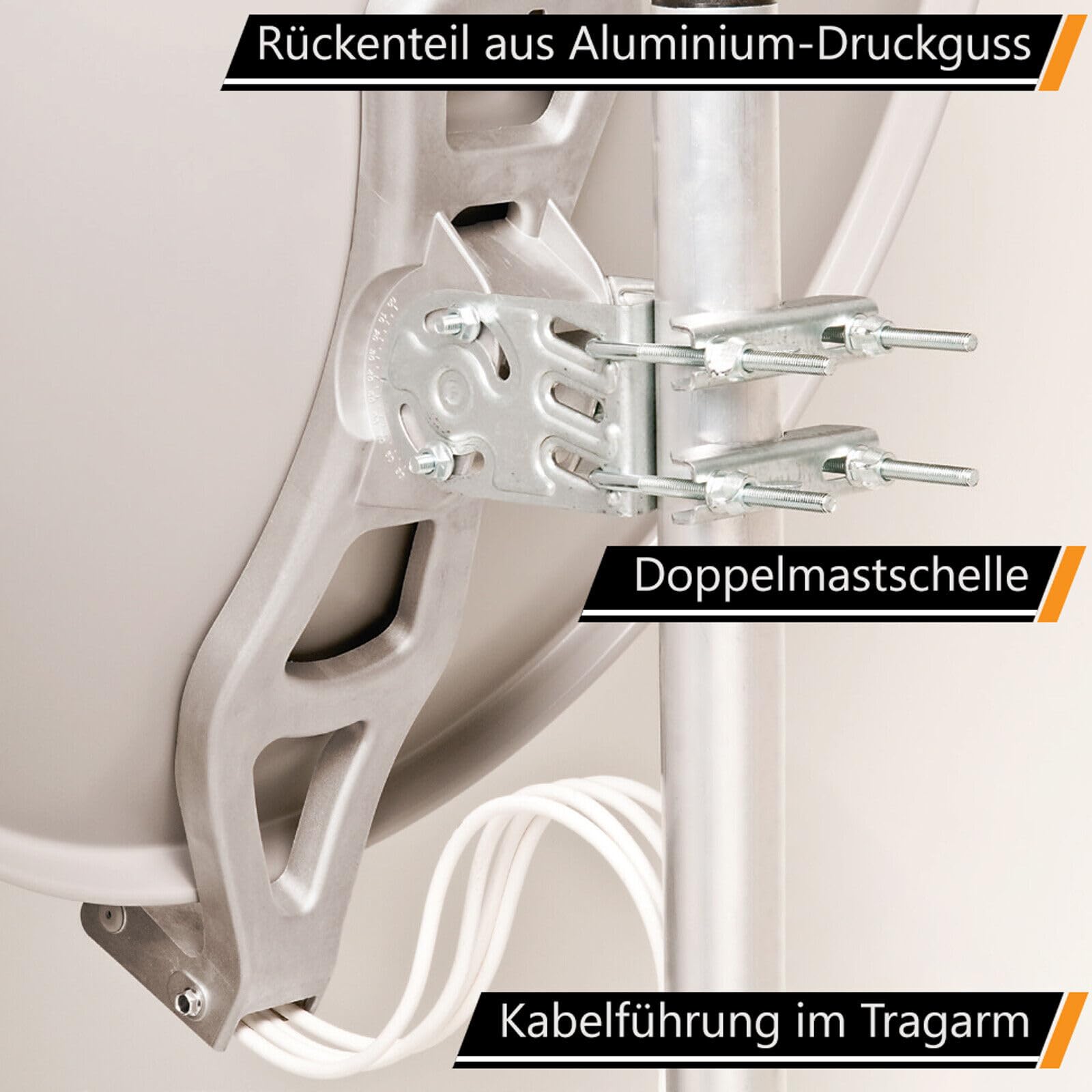 Profi-Sat-Anlage: Fuba 80cm Satellitenantenne DAL 800A anthrazit Aluminium Reflektor + HB-DIGITAL 5/8 Multischalter (1 Satellit / 8 Teilnehmer Multiswitch) + UHD Quattro LNB + vergoldete F-Stecker