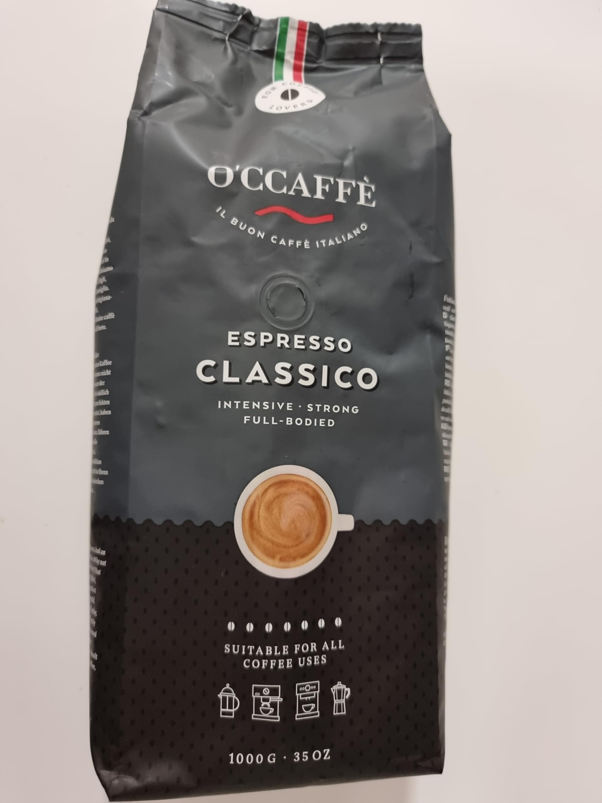 Espresso Classico O'CCaffe 3 x 1 kg de granos de café enteros | café fuerte e intenso con un ligero toque de avellana | Calidad barista de una empresa familiar italiana