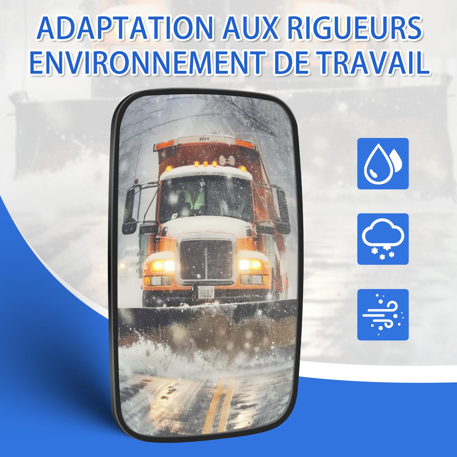 Rétroviseur universel de chariot élévateur, rétroviseur latéral de tracteur- grand angle convexe en verre rétroviseur de chariot élévateur pour excavateur (23.3 * 14 cm)
