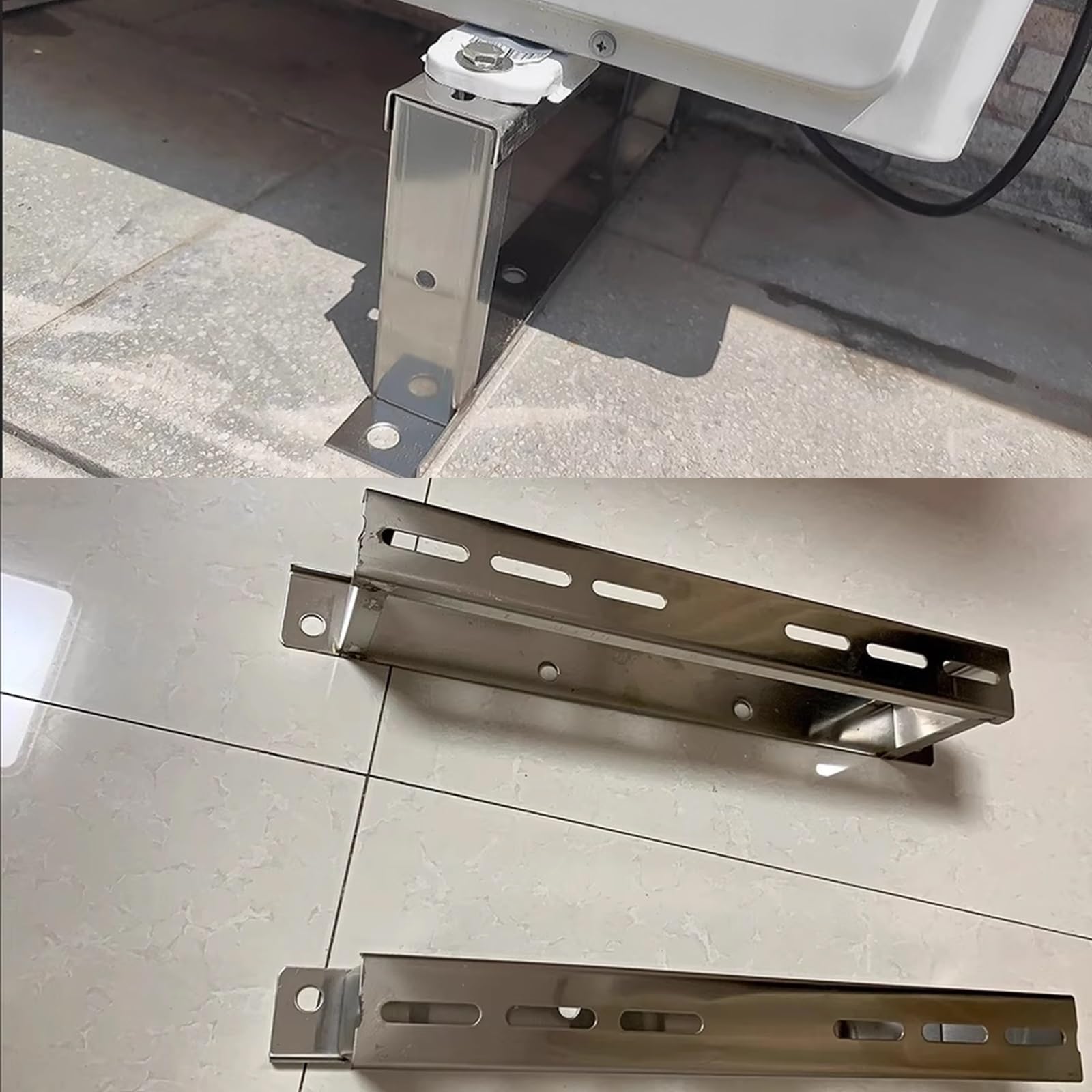 Soportes de Aire Acondicionado, Soporte de Suelo Resistente, para Aires Acondicionados con Bomba de Calor, Acero Inoxidable, Carga Máxima 150 KG(48x10x4.3 cm)