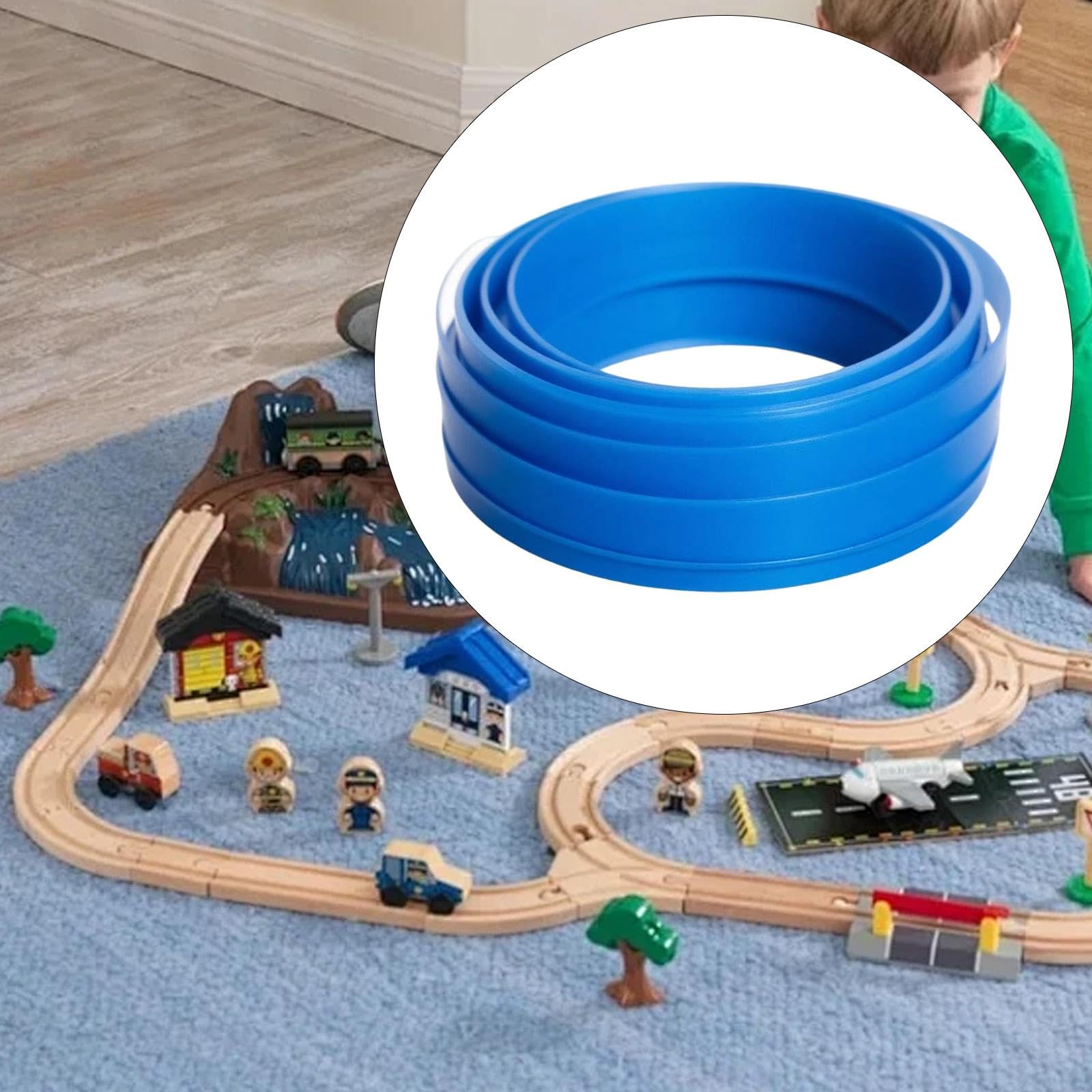 Colcolo Flexible Pista de Carreras Juguete para Niños Pista Enrollable Rampa Flexible Juguetes Portátiles Función Rápida de Montaje Material PP, Azul, 5 Metros