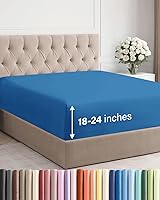 Vista 59 de Sábana bajera extra profunda tamaño Queen – Sábana bajera individual de lujo para hotel solamente – Se adapta fácilmente a colchones de 18 a 24