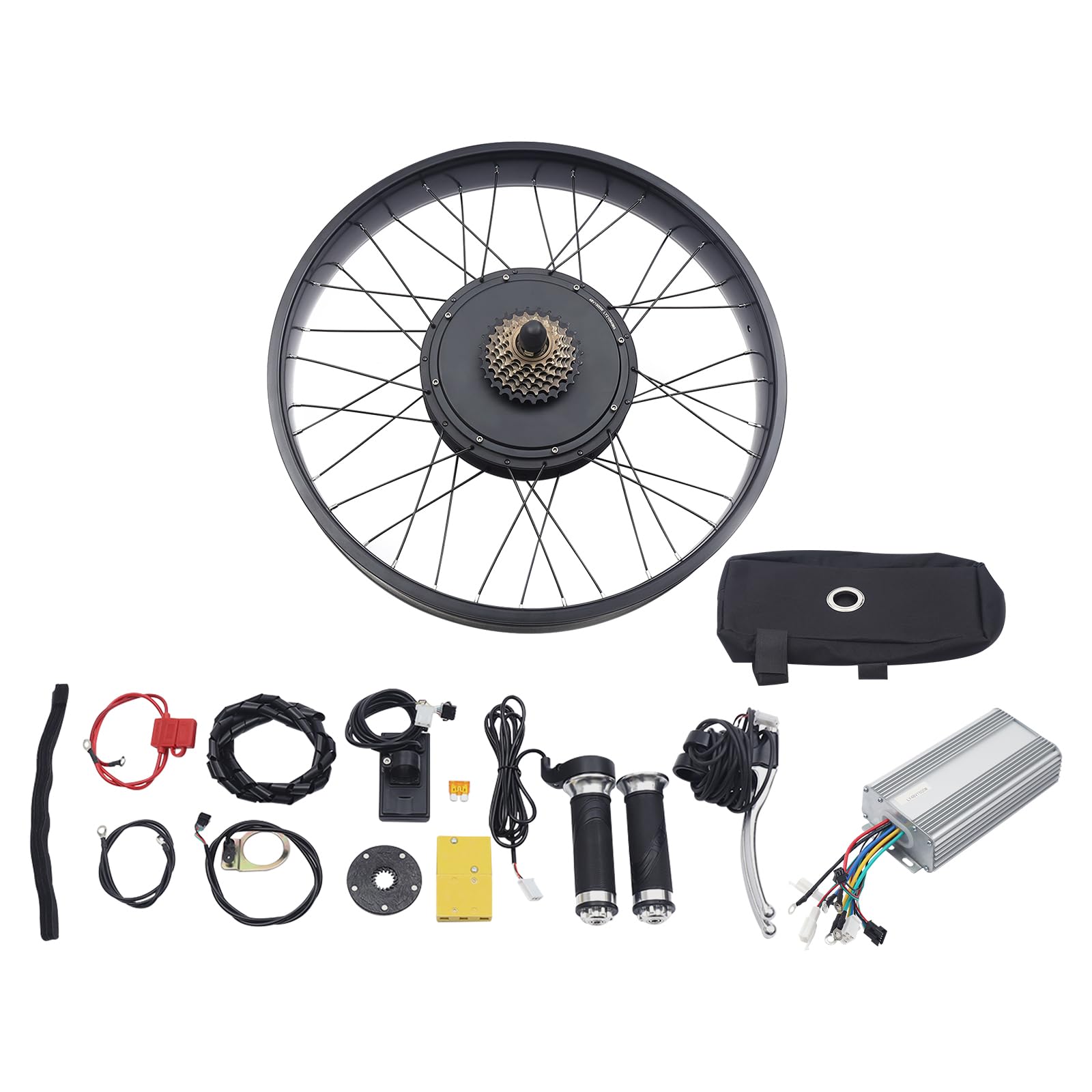 DCSYOG Ombouwset voor elektrische fiets, 48 V, 1000 W, 26 inch, e-bike, voorwielnaafmotor (55 km/h), borstelloze transmissie-naafmotorkit