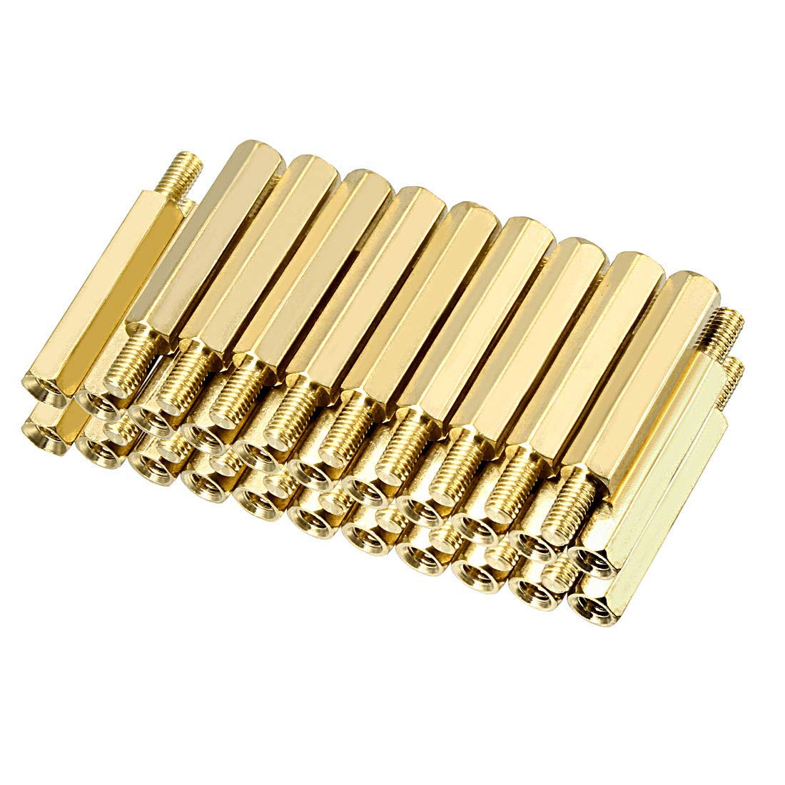 DealMux 40pcs M3 20+6mm Female Male Thread Brass Hex Standoff Spacer Screws PCB Pillar-image-19