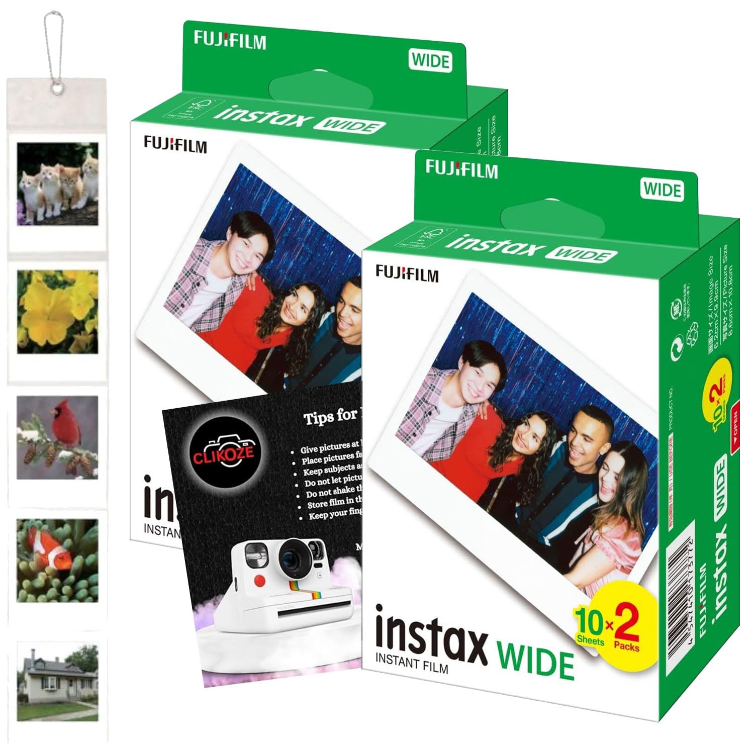 Lot de 40 films Fujifilm instantanés x40 prises de vue, album photo suspendu Fujifilm et carte de conseils