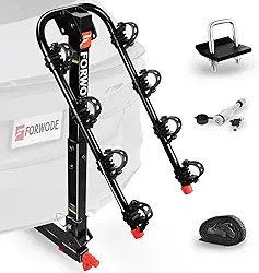Forwode Suporte para 4 engate de bicicleta, suporte de bicicleta dobrável inclinável, engate de travamento sem oscilação, receptor de liberação rápida de 5 cm, preto (versão B-Standard Pro, 4Bike)