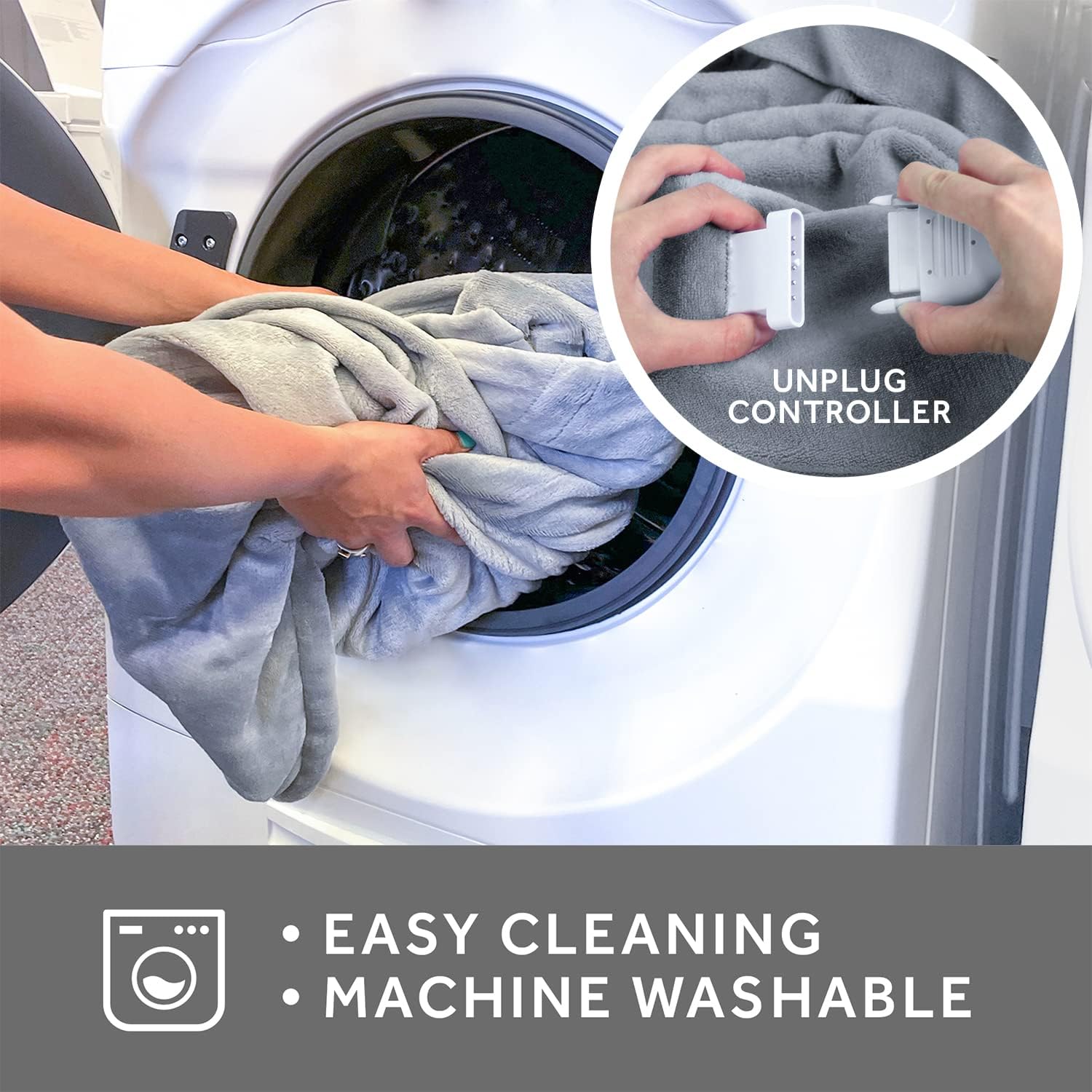 Sunbeam Grey Mist Velvet Electric Heated Blanket King Size, 90" x 100", 12 Heat Settings, Fast Heating, 12 Hour Auto-Shut Off, Machine Washable