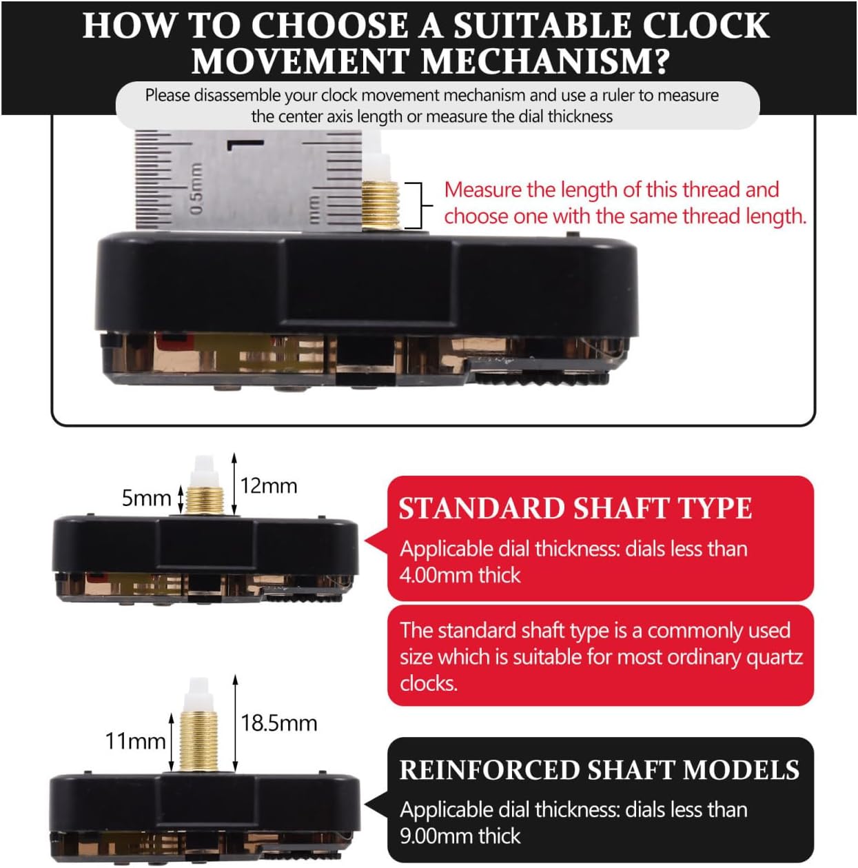 Healifty Mute Second Quartz Clock Movement Replacement Silent Wall Clock Mechanism DIY Repair Compact 2.16 Inch Core for Frameless 3D Clocks