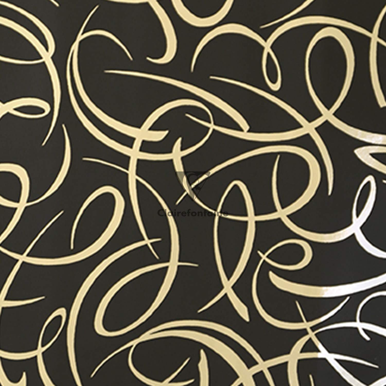 CLAIREFONTAINE 212857AMZC - 10 rlx papier Premium 80g 2x0,70m Géo noir/or
