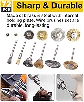 Vista 3 de Juego de 40 ruedas de pulido y 72 cepillos de alambre, accesorios de vástago de 1/8 pulgadas para herramienta giratoria