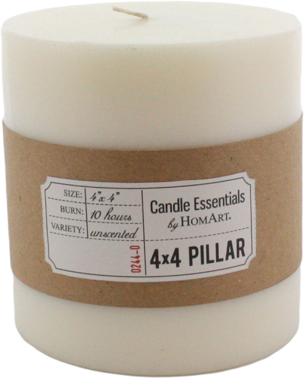 Homart pilier Cire de paraffine Bougie, 10,2 cm par 10,2 cm, Ivoire