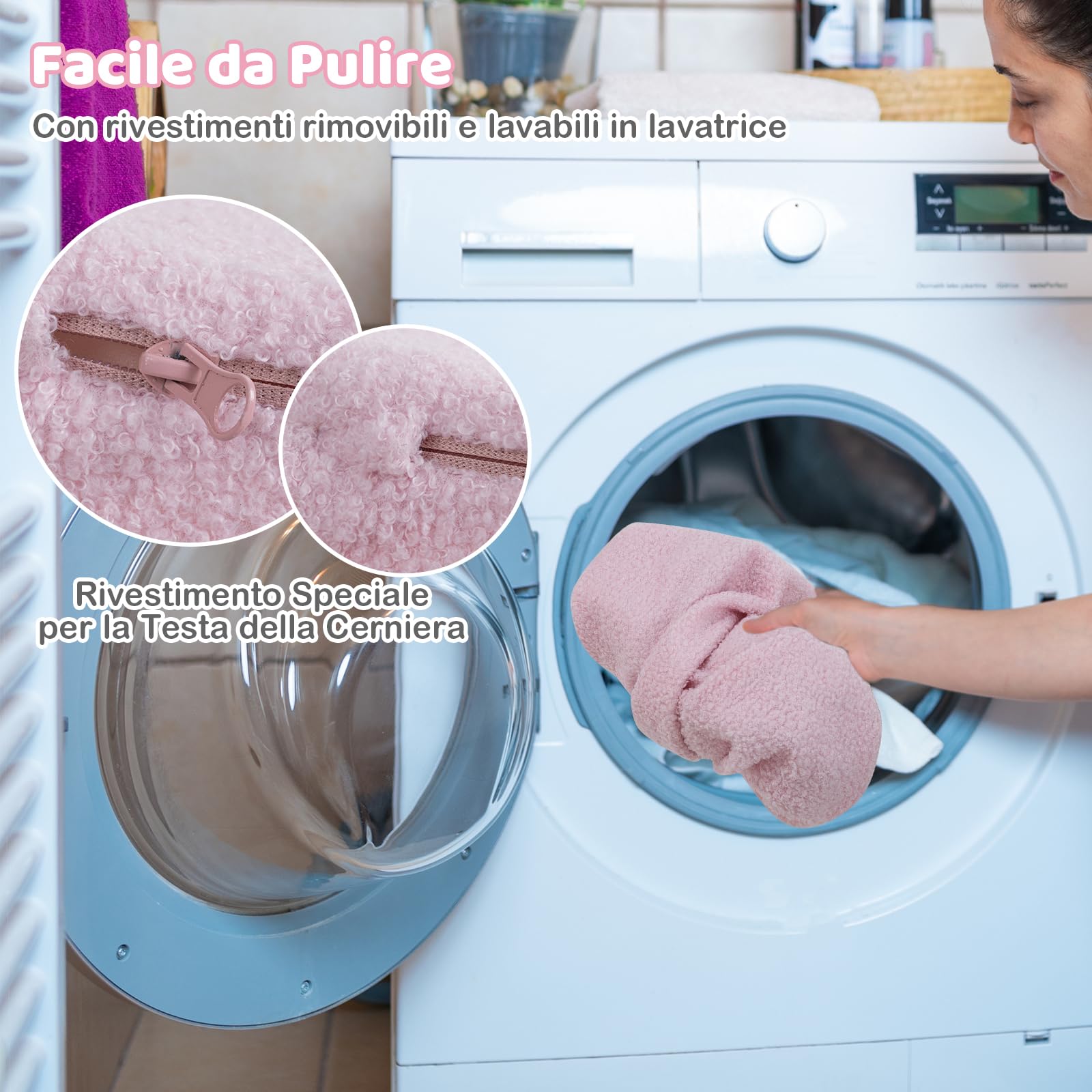COSTWAY Blocchi da Arrampicata in Schiuma per Bambini, con Piscina di Palline, Set di 5 Pezzi per Arrampicata e Strisciamento, Set da Gioco da Interno per Bambini 3 Anni+ (Rosa,Sherpa)