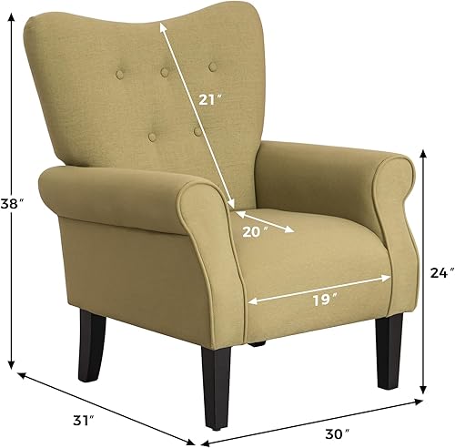 Miniatura 65 de Mellcom - Sillón moderno, sillón con respaldo alto,Sofá individual tapizado con tela y con patas de madera para sala de estar, dormitorio,Club Rosa