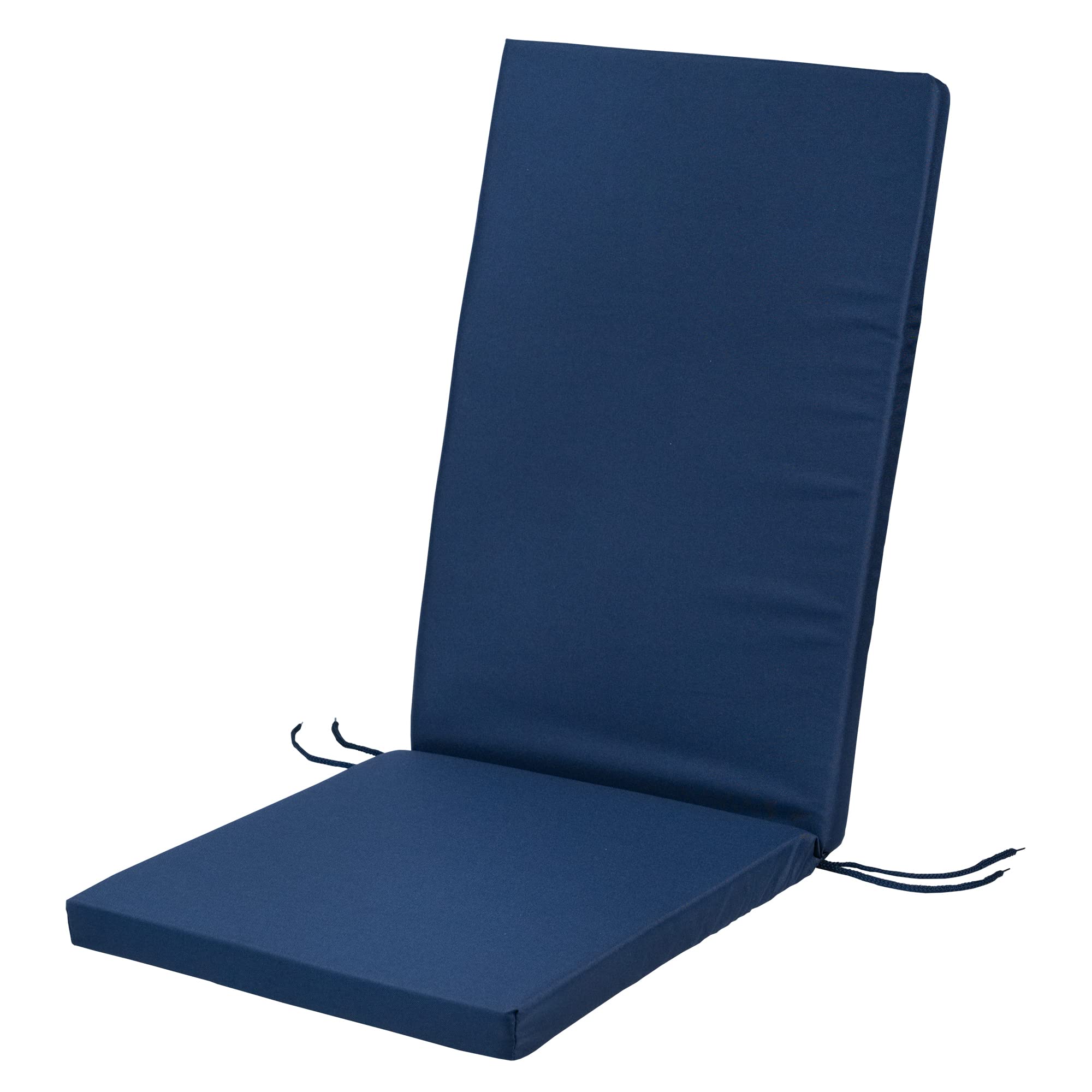 Softillo Dark_blue Waterproof High Back Chair Cushion With Ties 120X45x4cm | Indoors/Outdoors Patio Seat Pad Cushion For Garden Chairs, Loungers, Recliner, Relaxer | Water-Resistant Material |Dark Blue