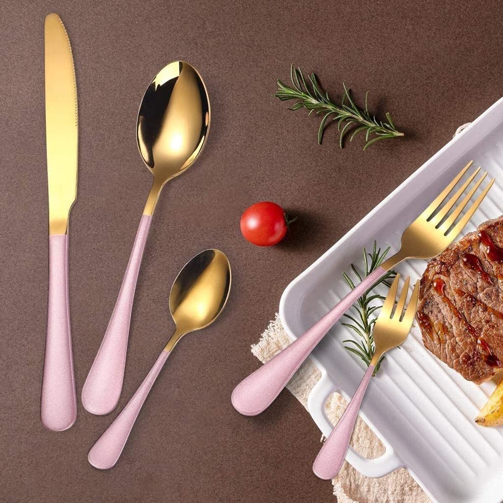 Elegante Set di Posate Miste Set di Posate in Acciaio Inox Coltello forchetta e Cucchiaio 5 Pezzi Set per la Famiglia Cucina Sala da Pranzo Set di stoviglie Decorazione