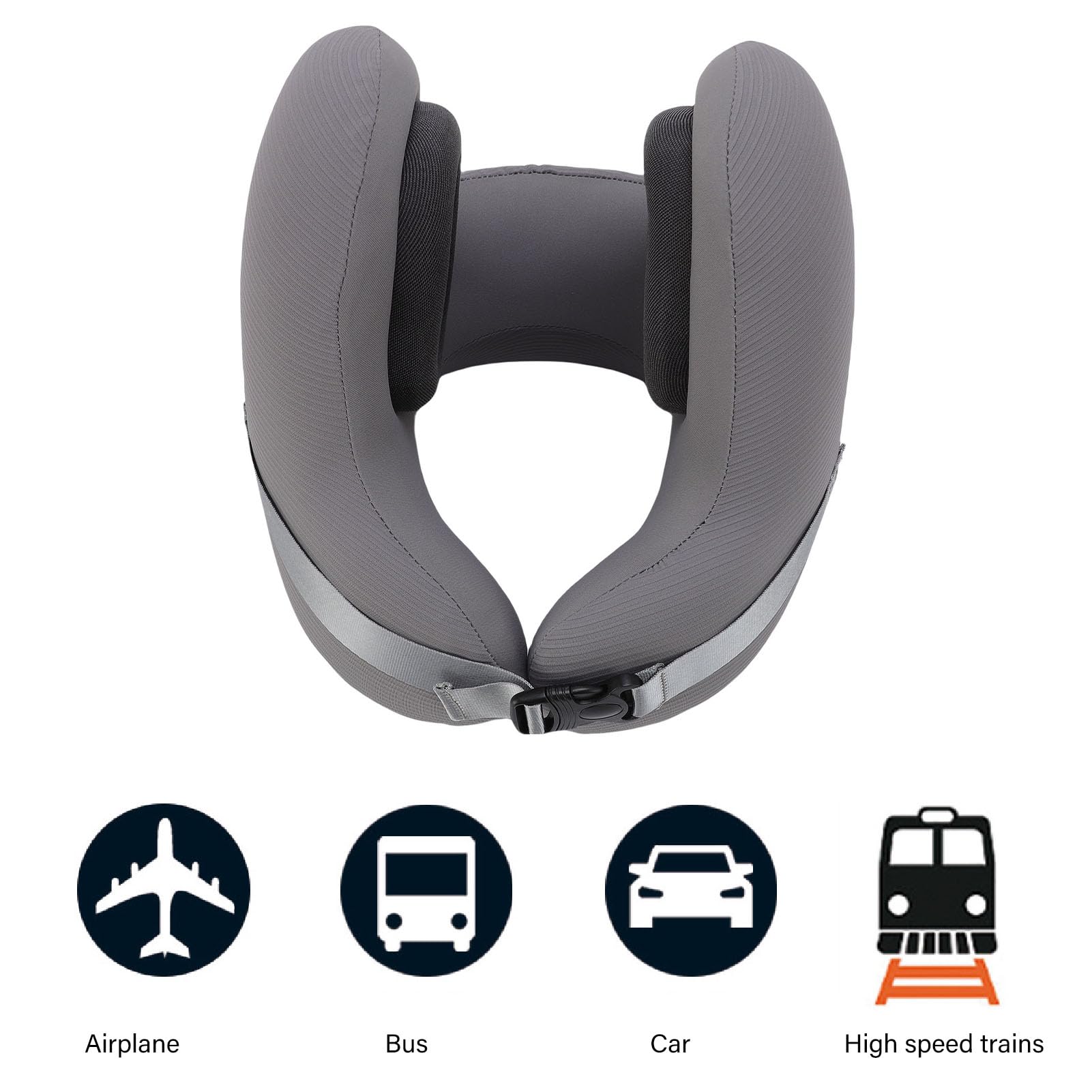 Almohada de Viaje de Espuma viscoelástica con Orejeras con cancelación de Ruido Almohada de Soporte para el Cuello en Forma de U Ultra Suave para Dormir en el avión y relaj
