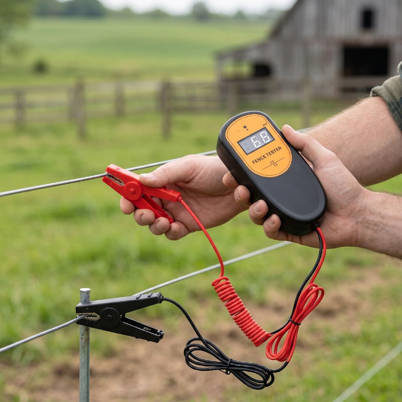 Tester di Tensione per Recinto Elettrico, Misuratore di Tensione Digitale a Impulsi da 500 V a 13 KV con Protezione del Circuito di Funzionamento a un Pulsante, Rilevatore di