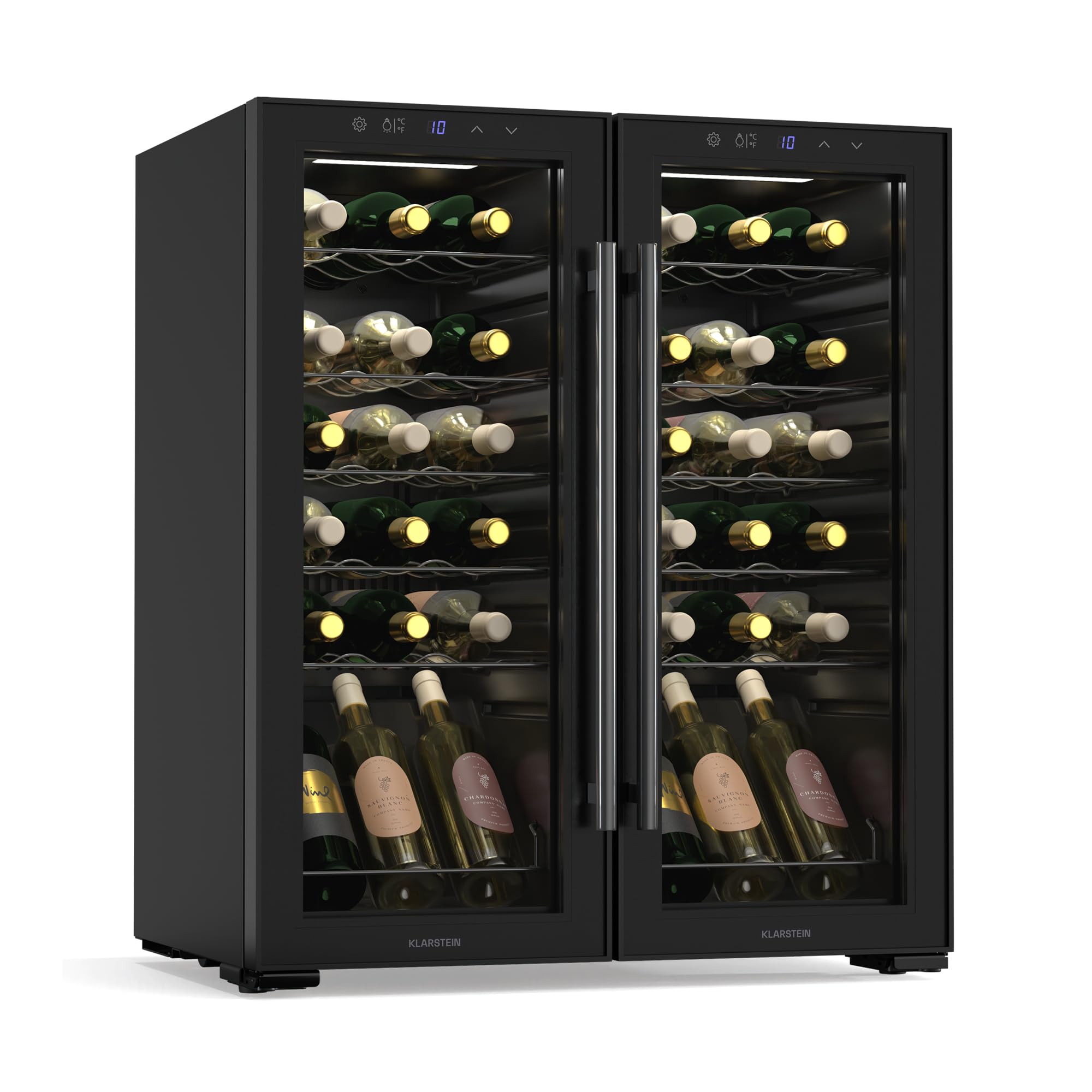 KLARSTEIN Shiraz wine refrigerator 2 zones - 36 bottles, free-standing, 5-18°C, LED lighting, touch operation, elegant design, wine refrigerator