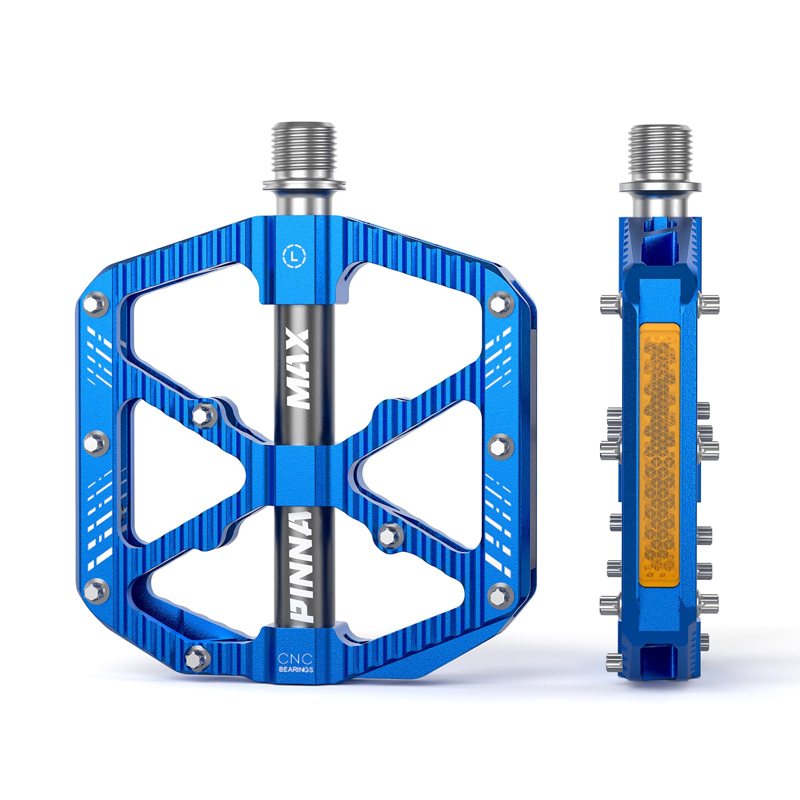 PINNAMAX MTB Fahrradpedale, CNC Aluminium, 3 Abgedichtete Lager, rutschfest, Pedale für Mountainbike, BMX, E-Bike, Rennrad