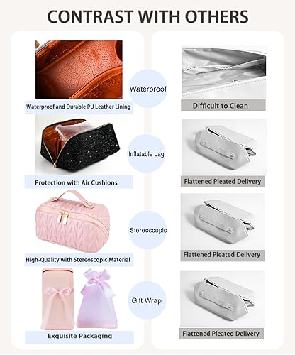 Miniatura 3 de Misvivaus Bolsa de maquillaje de viaje, regalos para mujeres, bolsa de maquillaje plana grande y abierta, organizador de maquillaje, bolsa de