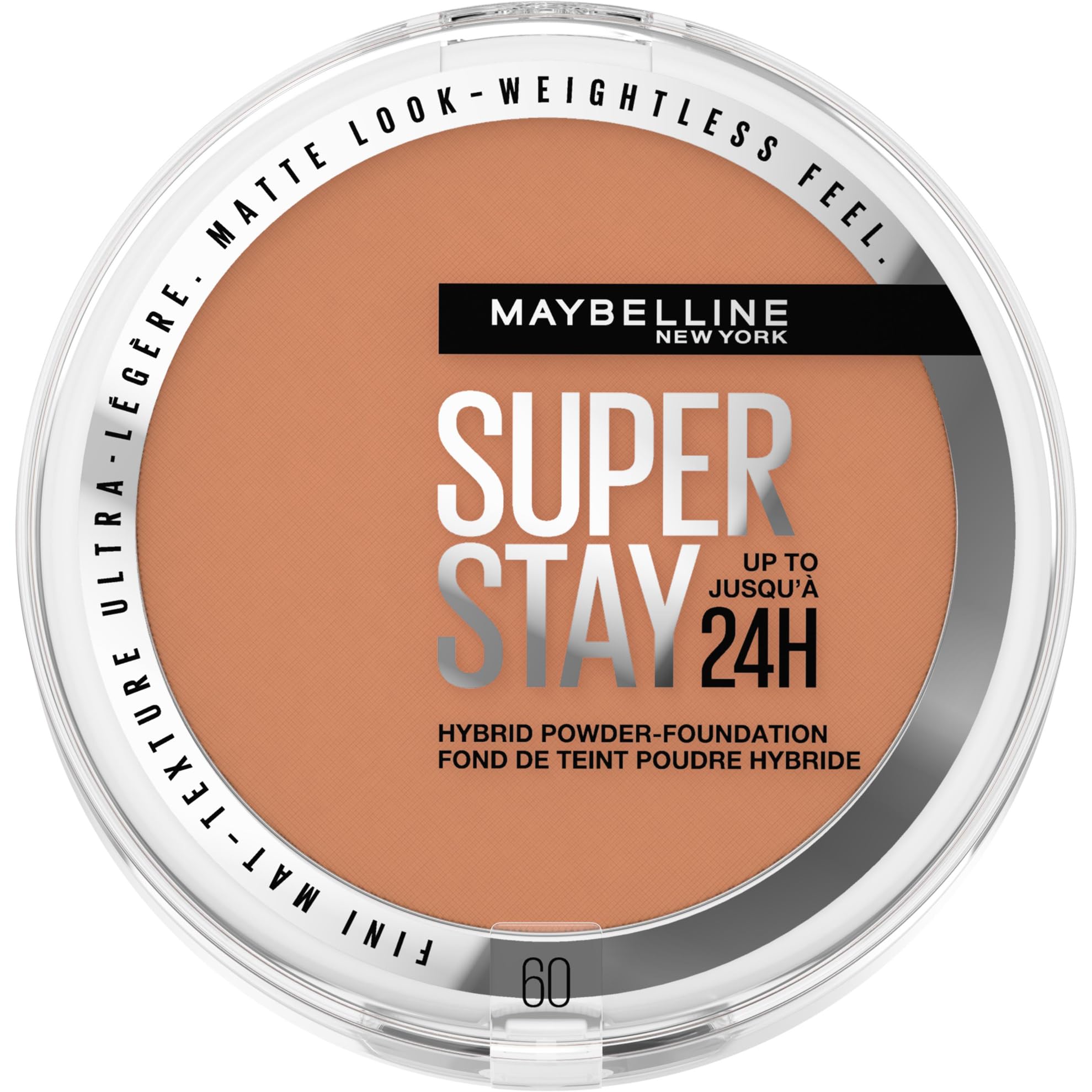 Maybelline New York 2-in-1 Puder Make-Up, Wasserfest und mattierend mit hoher Deckkraft, Super Stay Hybrid Powder Foundation, Nr. 60, 1 Stück