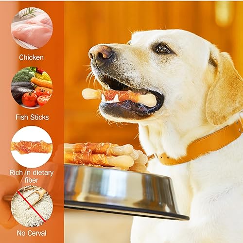 Miniatura 3 de UrbanX HealthyBones - Alimentos saludables sin cuero crudo para Weimaraner y otros perros deportivos grandes, palitos envueltos en pollo, alimentos