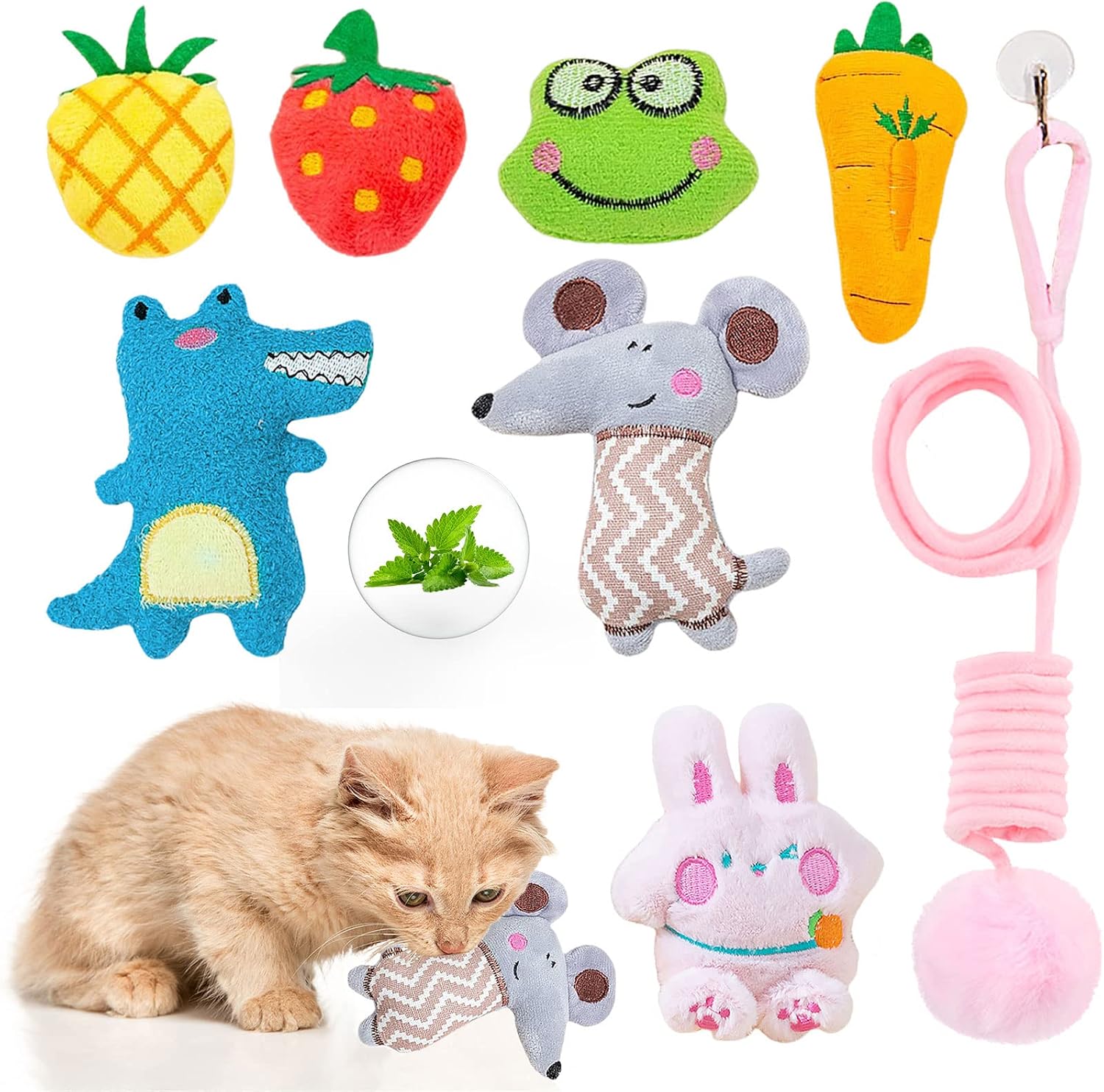 UETZLTB 8 Pcs Catnip Toys,Cute Cat Toys,Cat Toys with Catnip,Kitty Toys,Cat Chew Toys for Indoor Cats,Kitten Mouse Catnip…
