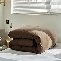 Vista 338 de Luxlovery - Juego de edredón azul neblina, tamaño matrimonial, minimalista, azul polvoriento, edredones de algodón suaves y transpirables, azul